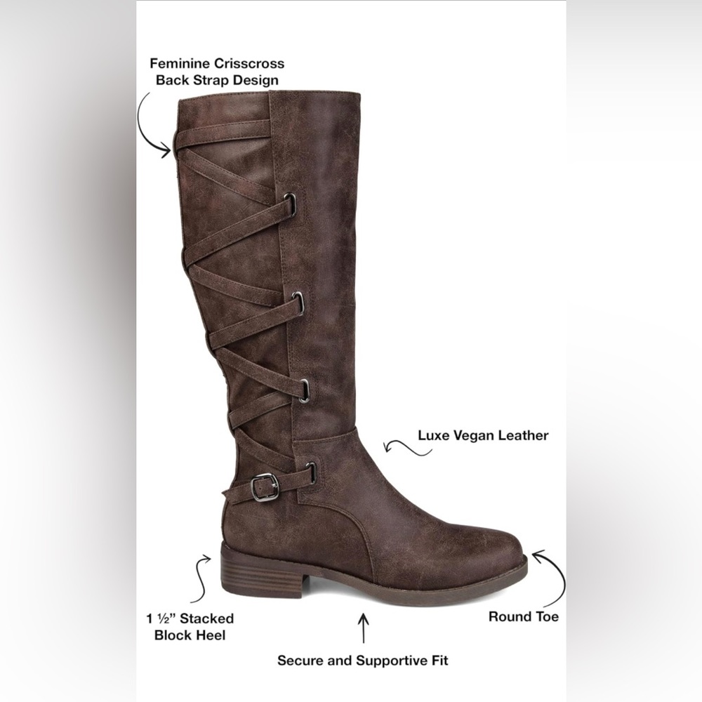 Women's Journee Collection Carly Knee High Boot Brown Faux Leather 9 M